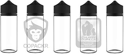 Chubby Gorilla V3 5 x 120ml PET-Flaschen - Einhornflasche - Flasche für E-Liquid - Tropfflaschen (klare Flasche mit Schwarz, 120 ml)