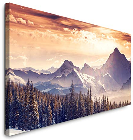 Paul Sinus Art GmbH Landschaft Alpen 120x 50cm Panorama Leinwand Bild XXL Format Wandbilder Wohnzimmer Wohnung Deko Kunstdrucke