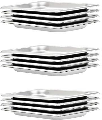 Festnight 12 pz Contenitori per Alimenti in Acciaio Inox GN 1/4 20 mm/40 mm,Vaschetta per Cucina,Vaschetta Alimenti Acciaio Inox