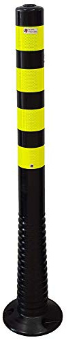 UvV® Reflex Absperrpfosten, Poller 100 cm hoch, flexibel schwarz, reflektierend (1 Stück, Schwarz-Lemon)