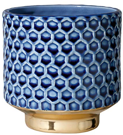 Bloomingville Pot de Fleur Home - Pots de Fleurs décoratifs Couleur pour intérieur Style rétro créatif M (12,5 cm ø), Bleu, Céramique