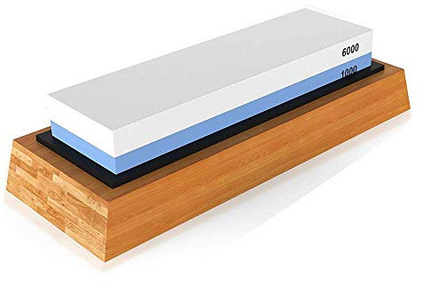 XINGYU Whetstone 2 Side Grit 1000/6000 wetstone | Best Aquatic Stone Kitchen Knife Sharpener | Non-Slip Bamboo Base And