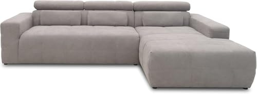 DOMO. collection Ecksofa Brandon, Sofa mit Rückenfunktion in L-Form, Polsterecke, Eckgarnitur Longchair rechts 285 x 175 x 98 cm (BxTxH), grau