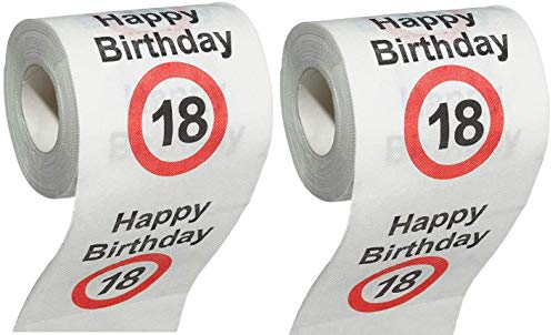 MIK Funshopping Artículo de broma decorativo divertido papel higiénico redondo cumpleaños divertido (18º cumpleaños – 2 rollos)