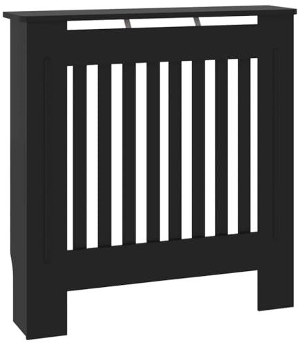 vidaXL Heizkörperverkleidung mit vertikalen Latten Heizungsabdeckung Heizungsverkleidung Heizkörperabdeckung Heizung Abdeckung Heizkörper Holzwerkstoff Schwarz 78cm