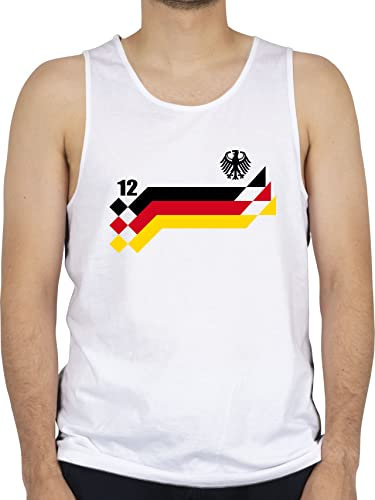 Tank Top Männer - Fußball EM WM - Herren - 12. Mann Deutschland Vintage - L - Weiß - europameisterschaft fussball fu ball em- fanartikel em24 fussball-wm fußballer fußball-fanartikel world cup