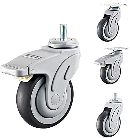 SYJY-SHOP 20 Stück Heavy Duty 5-Zoll-Gummi-Lenkrolle Trolley Möbel Caster Mute Universal-Kunststoff-TPR-Lenkrolle Speziell Für Medizinische Geräte (Size : Type A with Brake)