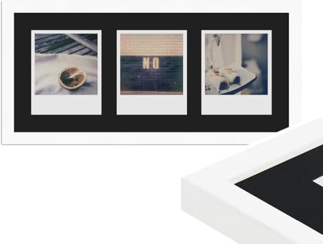 WANDStyle Polaroid Bilderrahmen Weiß, Sofortbild Polaroid Rahmen Holz | Mini Bilderrahmen für Polaroid Bilder, Fotorahmen zum Aufhängen, für drei Sofortbilder, Frame H950 - Made in Germany