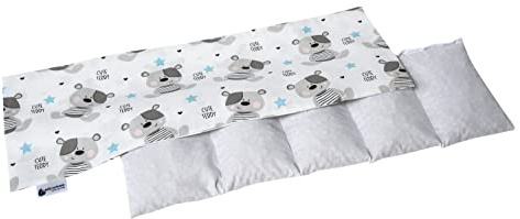 Medi Partners Kirschkernkissen Mikrowelle 60x20cm Körnerkissen groß Wärmekissen 800g 100% Baumwolle 5 kammern abnehmbarer Bezug - Kirschkernkissen nacken schulter Kältetherapie (Teddy)