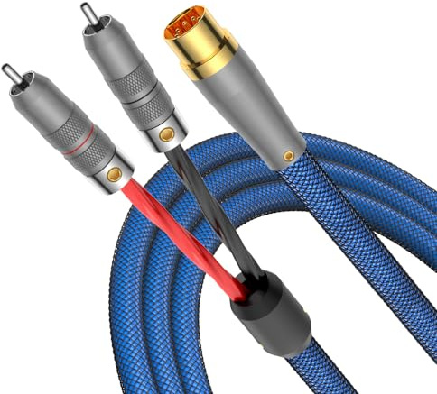 Viborg 5 Pin Din Male To 2 x RCA/Phono Male Plugs Audio Cable Naim Interconnect Cable for Naim/B&O,Naim Equipments 2m