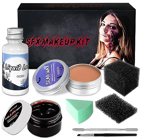 Halloween Schminke Wunden Narben Set: SFX Blut Wunden Narben Wachs - Kunstblut Narben Set für Erwachsene - Karneval Party Zombie Vampir Kostümfeste Cosplay (SFX)