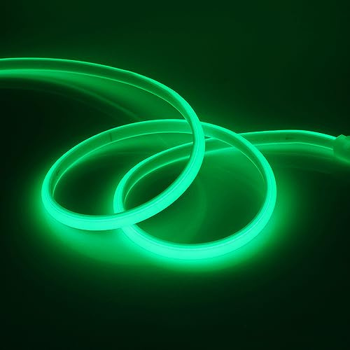 XUNATA 5m LED Neon Flexible 220V, Alto brillo 288 LED/m Tira de LED COB con Interruptor, Cada Corte de 50 cm, IP65 Impermeable, Luz de Cuerda- Verde