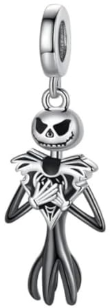The Charmery Breloque Jack Skellington de Monsieur Jack en argent sterling 925 compatible avec les breloques Pandora et beaucoup d'autres bracelets à breloques britanniques