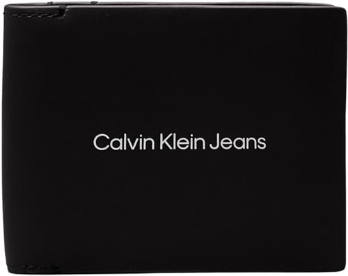 Calvin Klein Jeans Herren Geldbeutel Print Bifold aus Leder, Schwarz (Black), Einheitsgröße