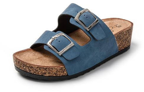 JOMIX Ciabatte Donna Estive Zeppa Sandali Comodi Ragazza Pantofole Eleganti Sughero da Casa Mare Spiaggia Piscina SD8038-S3 Blu 40