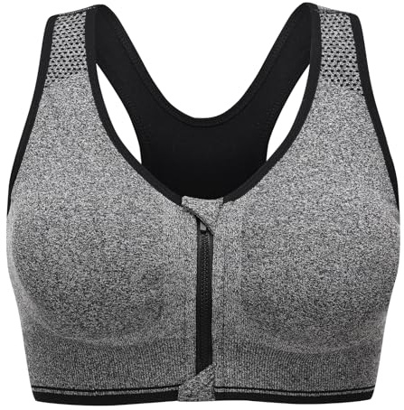 Graviar Sports Bra Front Zip Post Surgery Bra Removable Pads Women Running Yoga Tank Workout Top