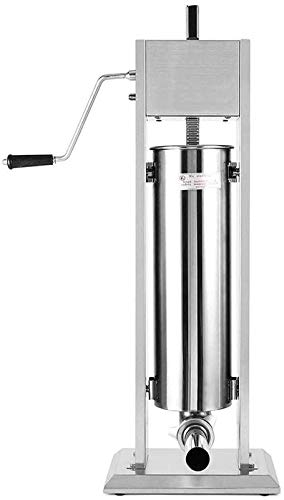 Vertikaler Wurstfüller aus Edelstahl, 7 l, doppelte Geschwindigkeit, robuster Fleischfüller, mit 4 Edelstahl-Wurströhren, ideal für Küchen, Restaurants und Lebensmittelproduktion, Hot-Dog-Maschine
