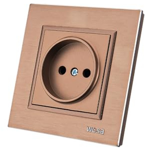 Enchufe Empotrado FL-03 - Juego Eléctrico de Pared Interior 250V AC 16A - Panel Cepillado de Cobre Aluminio Sin Conexión a Tierra