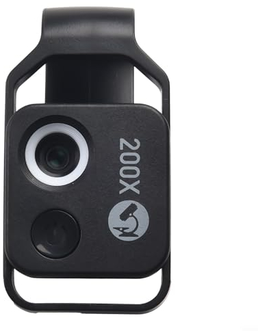 Apl-Ms002 Mikroskop, 200-fache Handmikroskop-Linse, Vergrößerung, High-Definition-Identifikationswerkzeug mit eingebautem LED-Licht, tragbare Lupe (schwarz)