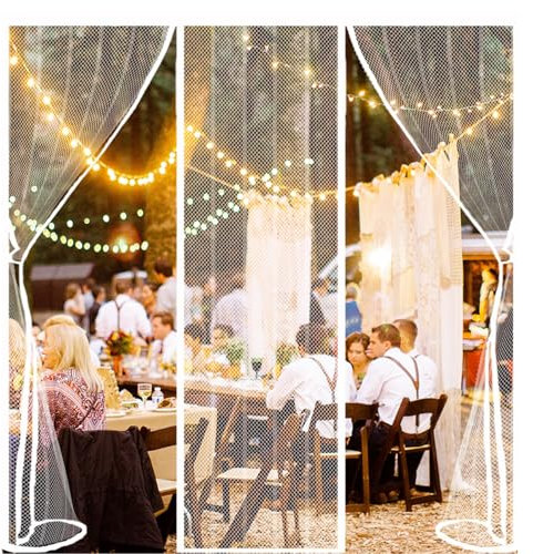ZHZFSH Magnetic Fly Screen Door Double Door Screen Curtain for Sliding Door with Powerful Magnets and Full Frame Magic Tape Double Door Anti Mosquito Mesh Fly Curtain, White-A, 260x240cm
