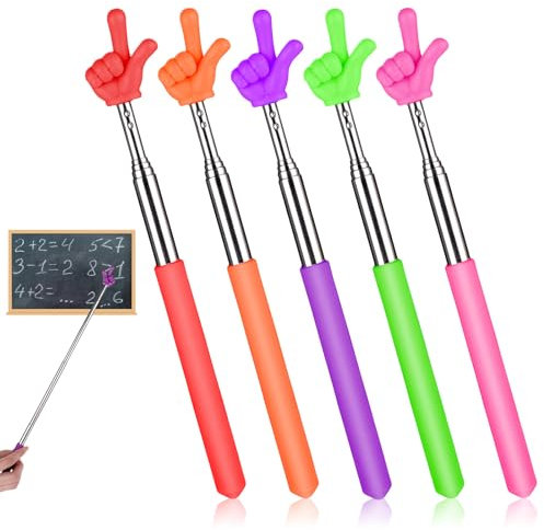 JJUNW 5 Stück Zeigestab Ausziehbar, Versenkbare Klassenzimmer Zeiger, Mini Handheld Lehrstift Fingerzeiger Edelstahl Kinder Ausziehbarer Zeigestab für Klassenzimmer Persönliche Interaktion(Farbe B)