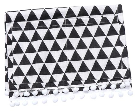 Hoement Cotton Linen Microwave Oven Cover Black Triangle Protective Dust Cover for Toaster and Broiler Kitchen Appliance Protector