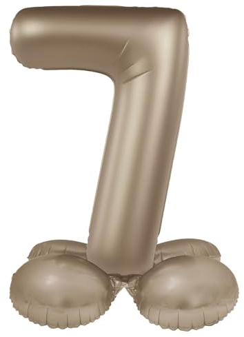Folat 10527 Zahlen Luftballon - Stehender Folienballon Zahl 7 - Starlight Gold - Satin Gloss - 72 cm - Party Deko Ballon für Kinder Geburtstag Jubiläum, kein Helium erforderlich