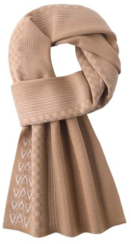 WANYING Herbst Winter Herrenschal 6% Wolle Gestrickter Schal Strickschal Wolleschal Modeschal für Urban Herren Gentleman - Khaki & Beige