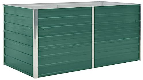 Makastle Jardiniere surélevée en Acier Exterieur Bacs ã Fleurs Rectangulaire Espace Potager, Base Ouverte, Bac Potager Surélevé en Hauteur Jardin et Balcon, 160 x 80 x 77 cm Vert