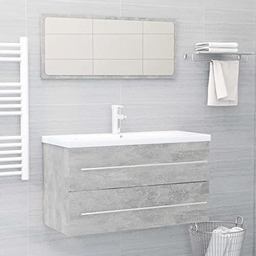 DYRJDJWIDHW Set Mobili da Bagno Completo con Lavabo, Mobile Lavandino in Trucolato Grigio Cemento - Adatto per Cucine