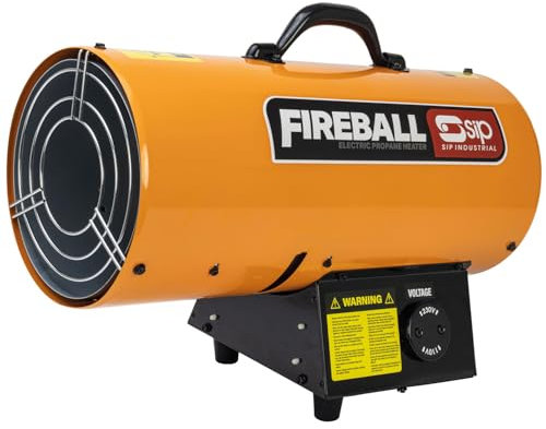 SIP FIREBALL DV125 Propane Gas Space Heater, Electric 230V / 110V Dual Voltage, 36.6kW / 125,000 BTU/hr, 32,500ft³ Heating Area