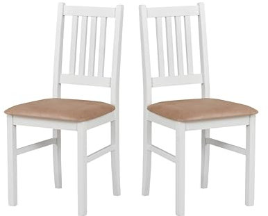 LeafDesign Küchenstühle 2er Set - Stuhl Buche Massiv - Esszimmerstuhl 120 kg - Stühle Esszimmer 2er Set - Holzstuhl - Esstischstühle -BOS 1- Esszimmerstühle Holz - Weiss - Zetta 292- Made in UE