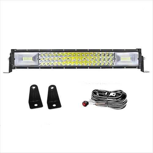 WELLIT Led Arbeitsscheinwerfer 22 Zoll 270W Led Lichtbalken Scheinwerfer Mit Kabelbaum DREI Reihen Zusatzscheinwerfer Light Bar für Traktor Auto 4x4 SUV (22 Zoll 270W)