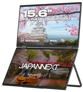 JAPANNEXT Dual Screen Mobile Screen 15.6 (x2) IPS Full HD (1920 x 1080) | Built-in HDMI Speakers x1 USB-C x1 | 2 Years | JN-DMD-IPS156F