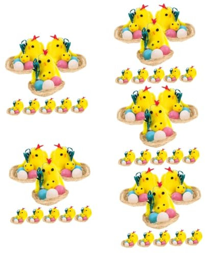 Alipis 5 Sätze Osterküken Hängen Plüsch-küken-Ornament Hühnerplüsch Hühnerstall Ostereier Gefüllt Osterbaumschmuck Hahn Hähnchen Stofftier Zubehör Für Hühnerställe Plastik 8 Stück * 5