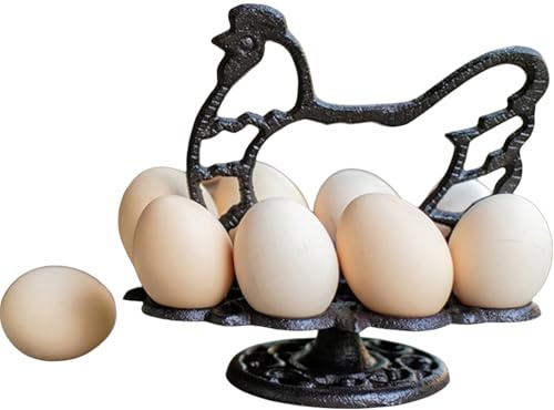 Portauova Vintage Rustico In Ghisa Per 12 Uova,Doppio Strato Per Piano Di Lavoro Della Cucina, Espositore Decorativo Per Uova,Portaoggetti Per Uova,Portaoggetti Per Uova A Forma Di Gallina