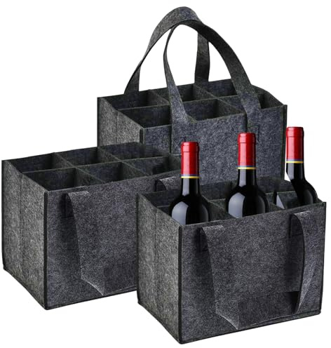 Sporgo 3 Stück Flaschenträger 6 Flaschen: Flaschentasche Filz Flaschenkorb, Wiederverwendbar Filztasche Männer Handtasche, Weinflaschentasche für Bier, Wein, Champagner, für Partys und Picknicks