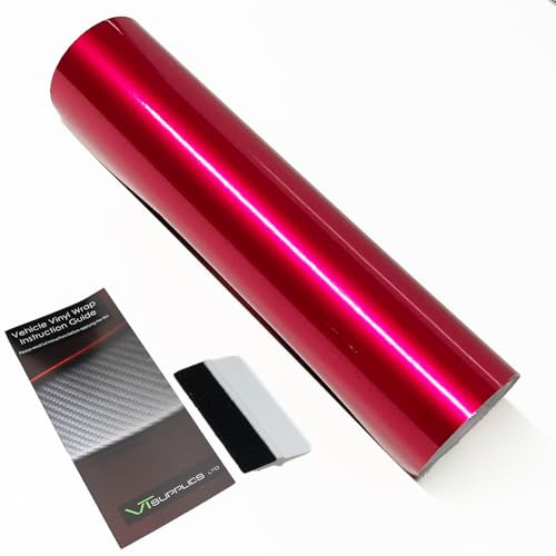 Candy - Película de vinilo metálica para automóvil, película autoadhesiva de liberación de aire con herramienta de rasqueta, clasificada para uso en exteriores y automóviles (rojo rosa, 40 x 200 cm)