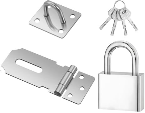 Padlock Hasp, Bedroom Door Lock with Key, Heavy Duty Shed Latch, Stainless Steel Hasp and Staple, Secure Lock for Sheds, Gates, and Storage Units