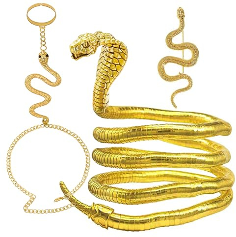Schlange Mode Schmuck Zubehör Punk Goth Schlange Halskette für Damen Armband Lustige Tier Brosche 3 Stück
