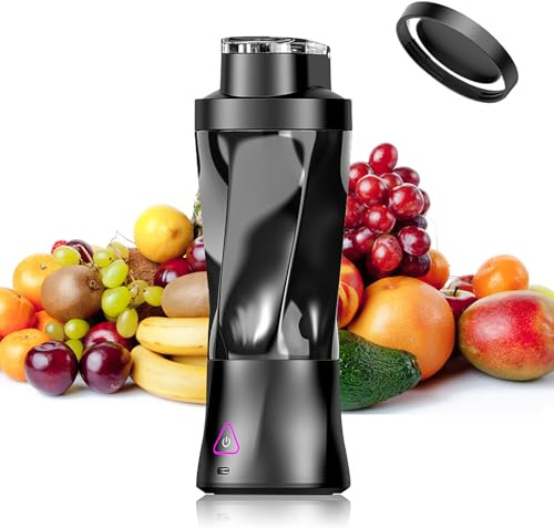 Smoothie Maker,Tragbarer Mixer/Blender 700ml,Leistungsstarker Mini Mixer To Go,6000 mAh Batterie,Portable Blender Zerkleinert Eis & Obst,Auslaufsicherer Deckel,Entsafter BPA Frei,Schwarz