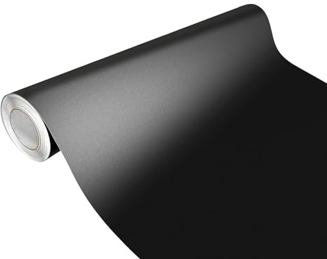 Autofolie matt 100x50 cm | Klebefolie Auto mit Luftkanal-Kleber und UV-Schutz | Selbstklebend Folie für Innen und Außen | Auto Folierung für Tuning | Carwrappingfolie | Strukturfolie Schwarz Matt