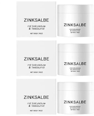 3 unguenti di zinco contro i brufoli,150 g di zinco unguento contro la pelle impura, brufoli con olio di tea tree e acido salicilico, adatto anche per sui glutei e sulla schiena, per tutti i tipi