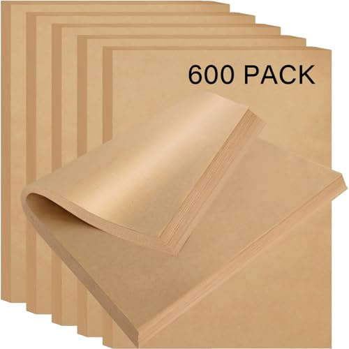 600 Pieces Parchment Paper Sheets 12x 16 Unbleached Baking Paper Sheets Precut Half Parchment Paper Sheets for Baking Cookies, Cooking, Air Fryer, Oven