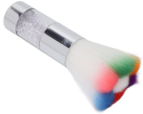 ZJchao Portable Nail Art Dust Brush Fluffy Blusher Brush for Precise Color Matching with Ergonomic Handle Soft Fiber Hair (Silver)