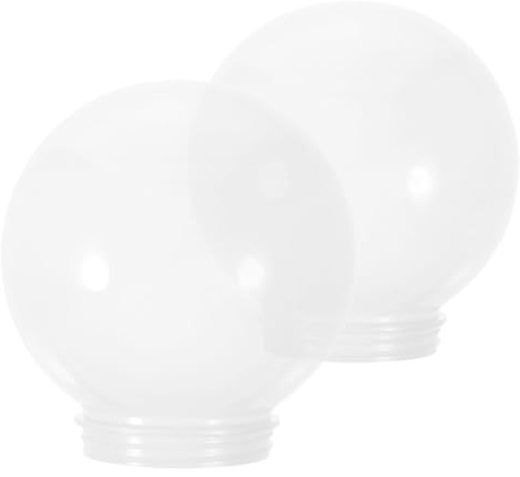 FONDOTIN Pantallas Acrílicas de Repuesto para Lámparas de Techo y Mesa, Color Blanco, Diseño Redondo de Globo, Fácil Instalación y Uso Conveniente, Pack de 2 Piezas