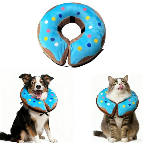 SilverChry Uppblåsbart halsband för hundar och katter, galet uppblåsbart hundhalsband, perfekt för postoperativ såråterhämtning och påverkar inte sömnen eller matar (blå, M)