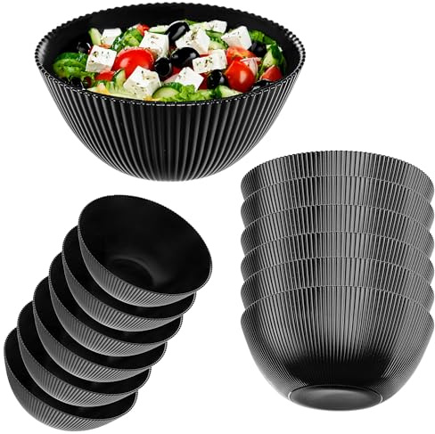 KADAX Salatschüssel 20 cm, 6er Set, schwarze Schüssel aus Opalglas, ideal als Müslischalen, Suppenschalen, Salatschalen, Dessertschalen oder Servierschalen (Schwarz)