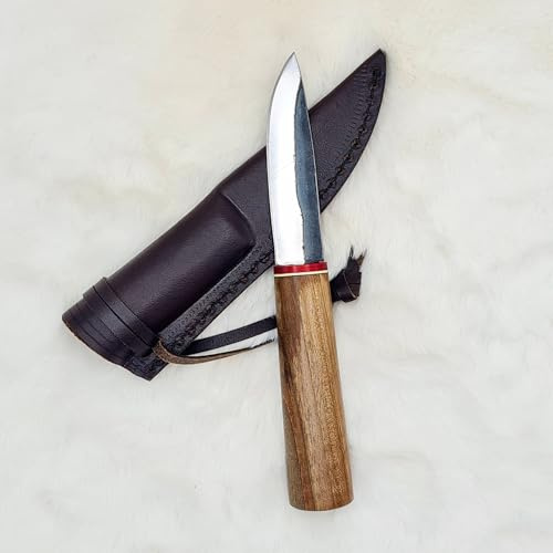 CRAFTOMATIK Mittelalter Messer | Handgefertigtes Wikingermesser | Keltisches Messer für Garten- und Camping mit Leder tasche | LARP | HFK28