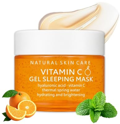 Vitamin C Gesichtsmaske, Anti Falten & Feuchtigkeitsmaske, Overnight Maske Gesicht - Hyaluronsäure Jelly Mask für Frauen - Brightening Maske für fahle Haut - 150g Gesichtspflege für alle Hauttypen